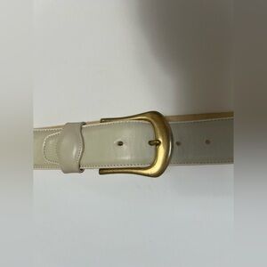 Lands' End Cream Belt with Brass Buckle